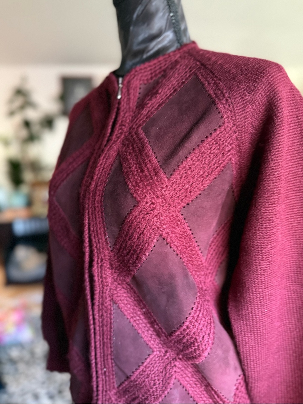 Joyce Vintage 1940s Suede And Wool Zip-Front Swea… - image 2